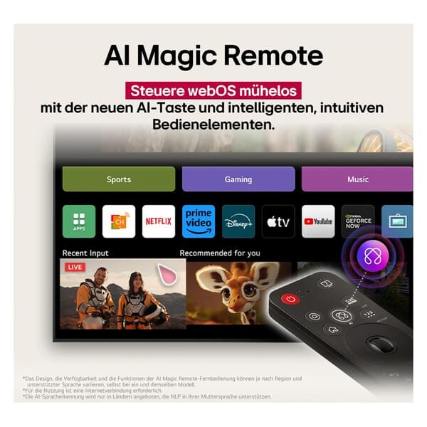 AI-Fernbedienung, Fernbedienung, schwarz, Tasten, Bildschirmoberfläche