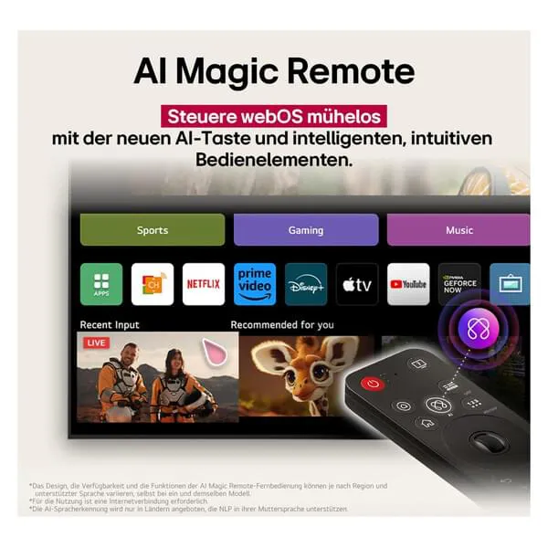 AI-Fernbedienung, Fernbedienung, schwarz, Tasten, Bildschirmoberfläche