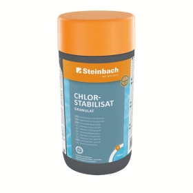 Chlorstabilisator, Granulat, Poolchemikalie, Orangene Deckel, Steinbach Marke