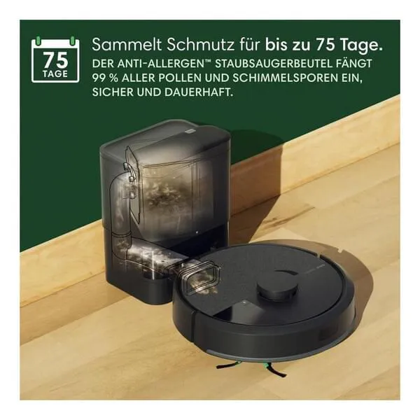 iRobot Roomba Combo-105 Absaugstation Saugroboter mit Wischfunktion + App-Steuerung (Y351040), schwarz