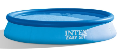 aufblasbarer Pool, runder Pool, Stahlrahmen?, blauer Pool, Intex Easy Set