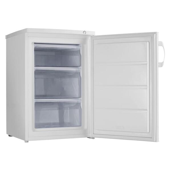 Mini-Kühlschrank, Weiß, Kompakt, Drei Fächer, Scharnierseite links