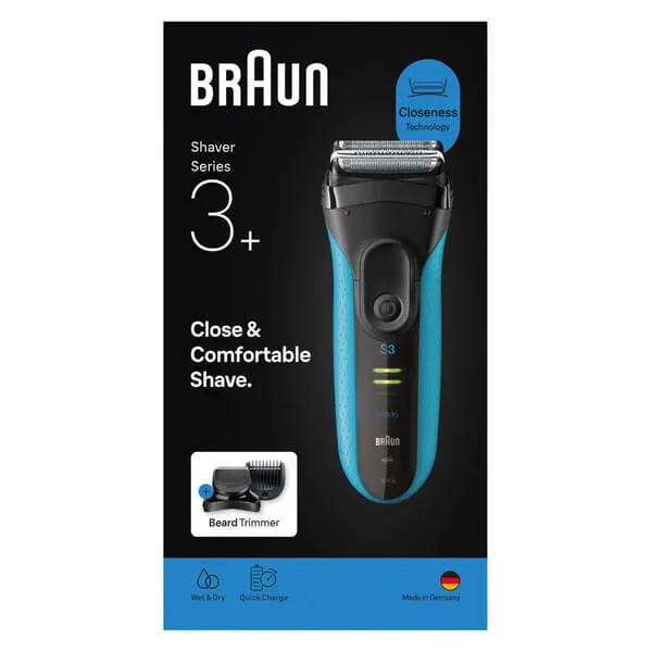 Elektrischer Rasierer, Trimmer, Barthaare, Folie, Blau Schwarz