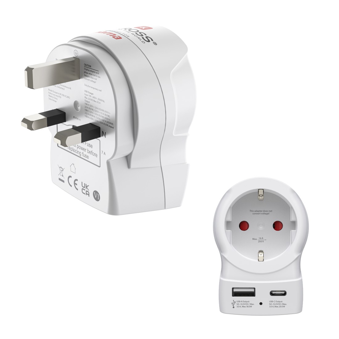 Reiseadapter, Steckadapter, Universeller Stecker, UK/EU-Stecker, Netzteil-Verteiler