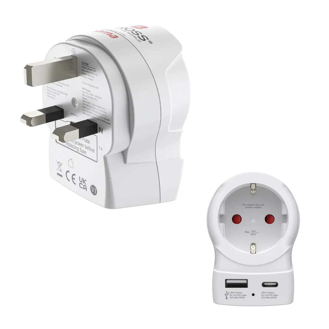 Reiseadapter, Steckadapter, Universeller Stecker, UK/EU-Stecker, Netzteil-Verteiler