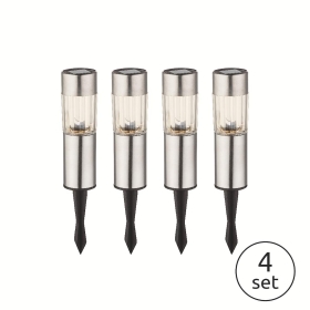 Solarleuchten-Set Edelstahl, 4er, klar, h:25cm
