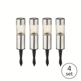 Solarleuchten-Set Edelstahl, 4er, klar, h:25cm