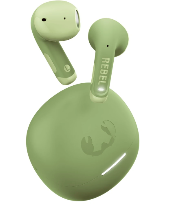 kabellose kopfhörer, in-ear, grün, ladekoffer, bluetooth
