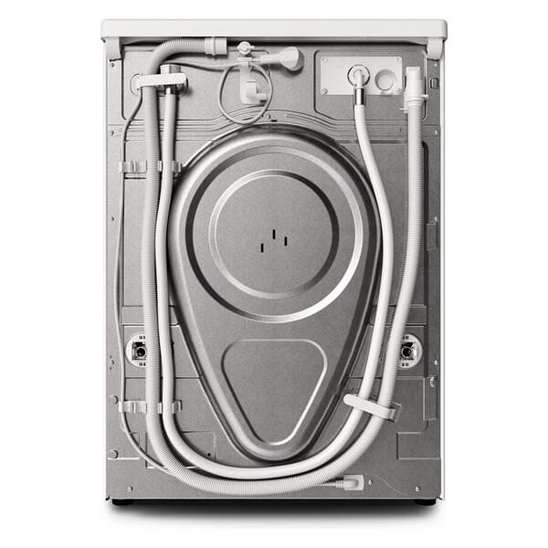 Waschmaschine, Rückansicht, Trommel, Wasserleitungen, Metallgehäuse