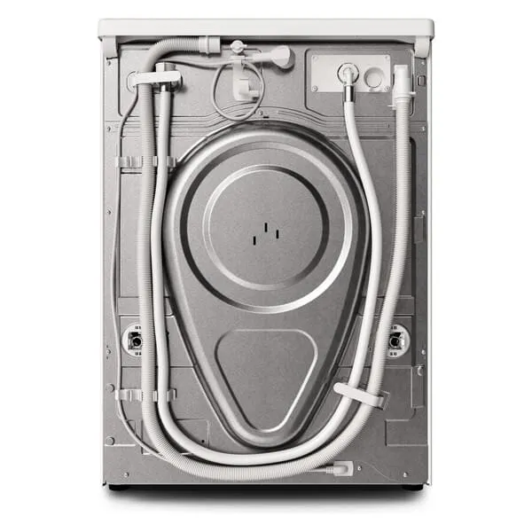 Waschmaschine, Rückansicht, Trommel, Wasserleitungen, Metallgehäuse