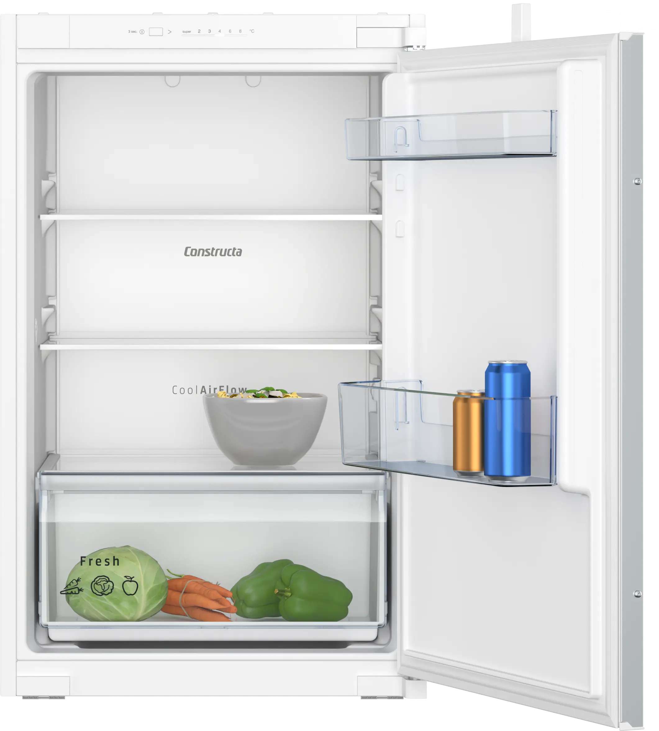 Kühlschrank, Kühlschrankmaschine, kompakt, oberer Gefrierfach, Glasablage