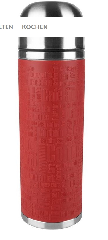 Thermos, Kaffeebecher, Reisebecher, Rot, Edelstahl
