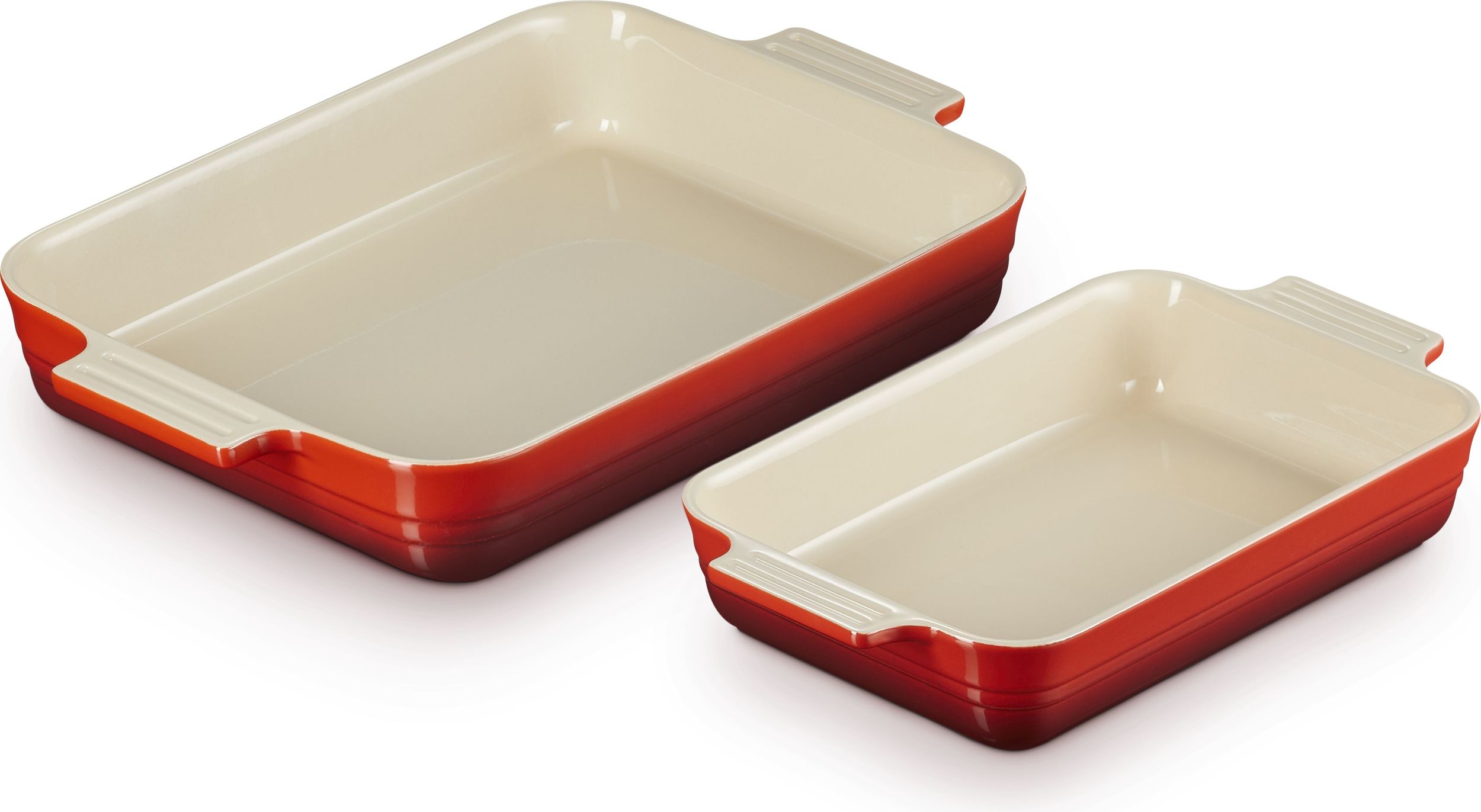 LeCreuset SW  Auflaufform Klassik re. 25/32cm 2er Set Kirschrot