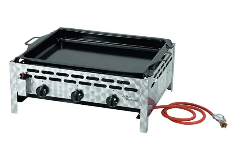 Gasgrill, tragbarer Grill, Rechteckige Platte, Metallrahmen, Gasausgang