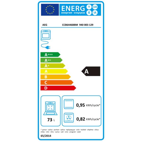elektrischer backofen, 55-60 cm, A Energiekennzeichnung, 73 L, 0,95 kWh/Zyklus