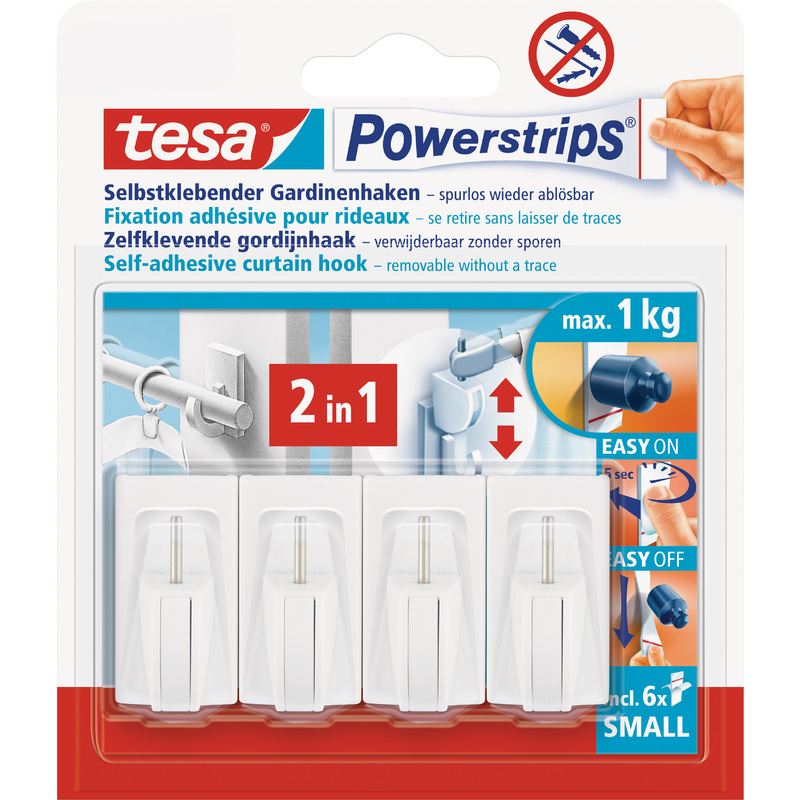 Tesa-58034 Gardinenhaken Weiß  7m