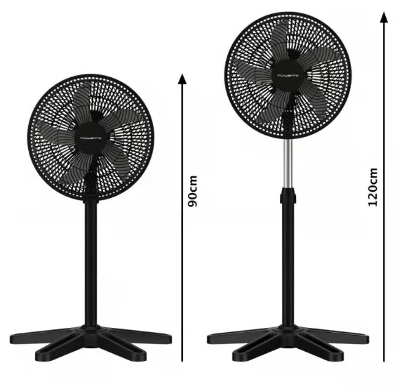 Ventilator, Standventilator, schwarz, Metallgitter, verstellbare Höhe