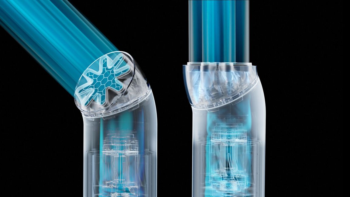 elektrische zahnbürste, zahnbürstenkopf, blaue borsten, transparentes gehäuse, abstandsbürsten?