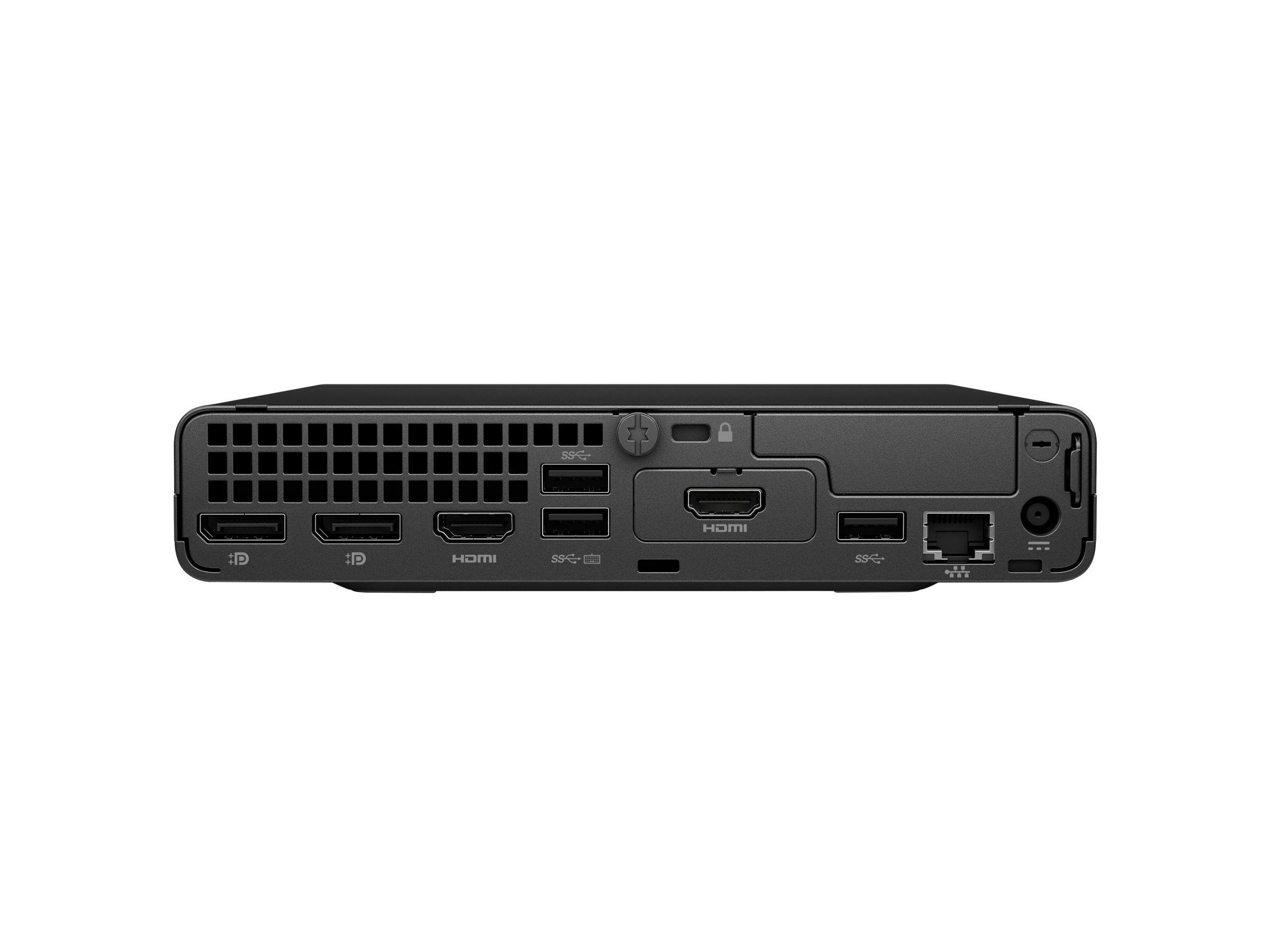 Mini-PC, schwarz, HDMI-Anschlüsse, USB-Anschlüsse, Ethernet-Anschluss