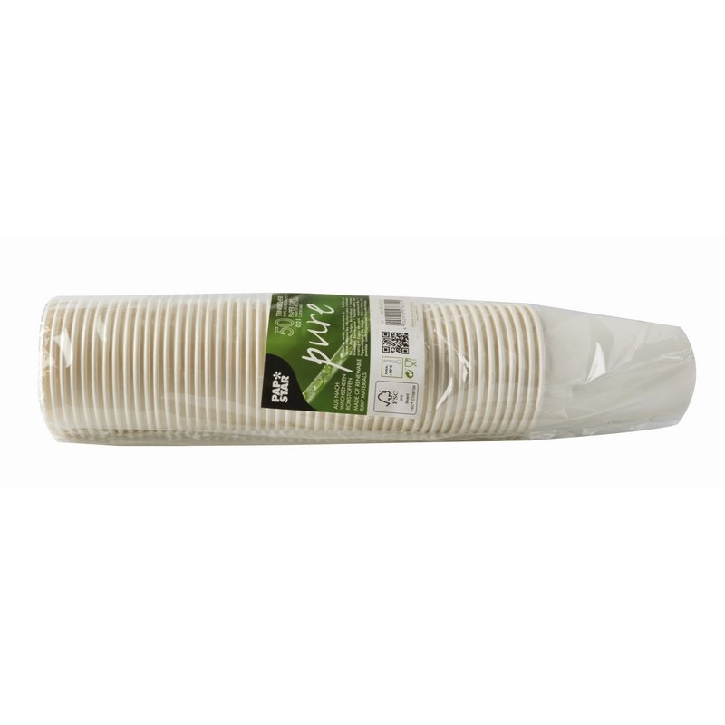 PapStar 87457 50 Trinkbecher, Pappe 0,2l d:8cm, 9,2cm, weiß