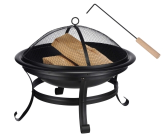 Feuerstelle, Lagerfeuer-Grill, Massivnetzeschutz, Holzscheite, Stativ