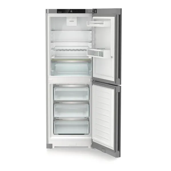 Kühlschrank, Doppeltür, Silber, leere Regale, Haushaltsgerät