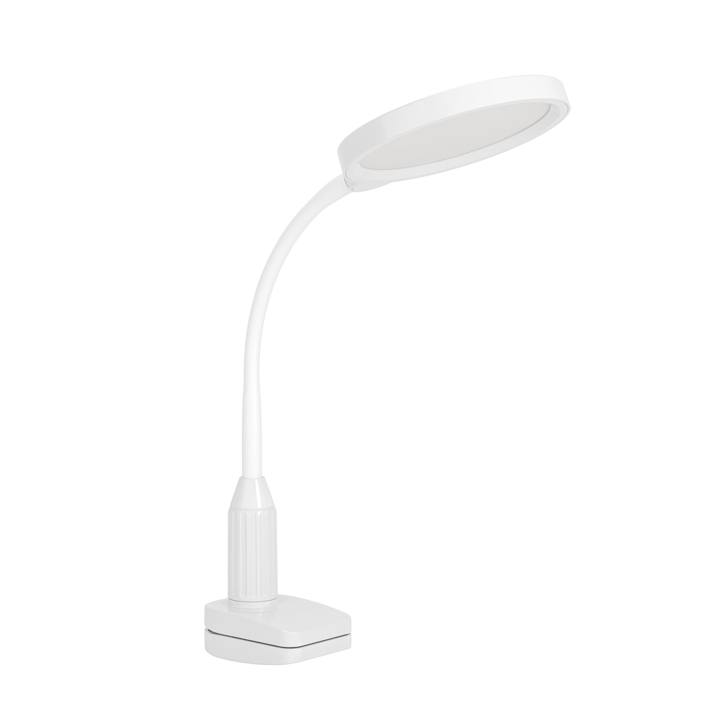 Tischlampe, verstellbare Lampe, LED-Lampe, weiß, Klemmbasis