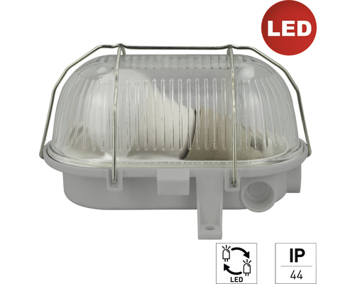 Ovalleuchte E27 Drahtkorb IP44 grau 9W LED