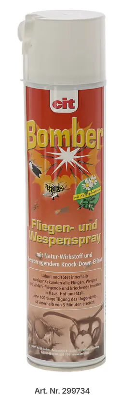 insektenspray, fliegenspray, aerosoldose, rote etikette, Bomber-Spray