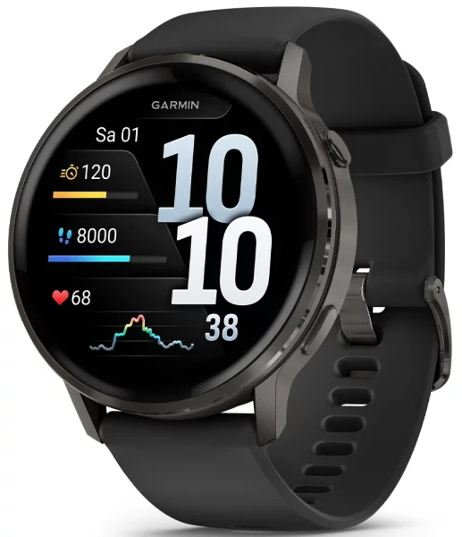 Garmin Venu 4, GPS, Wi-Fi, 45mm Fitnessuhr, black w/ slate+black 010-03014-00