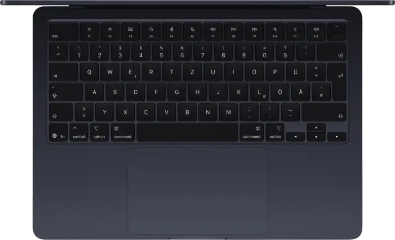 Laptop-Tastatur, Draufsicht, dunkelgrau, Mac-ähnliche Tastatur, Trackpad