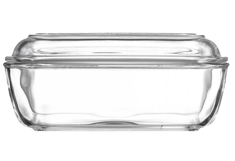Glasauflaufform, mit Deckel, klares Glas, rechteckig