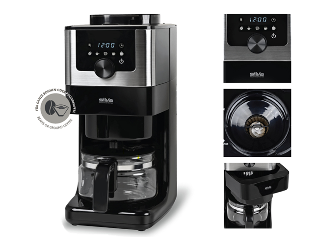 Kaffeemaschine, Filterkaffee, Glas-Karaffe, digitale Anzeige, Edelstahl