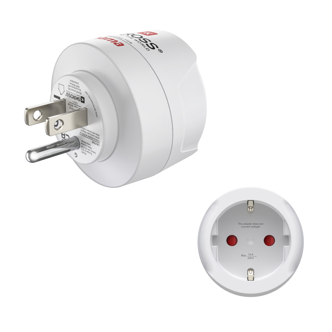 Steckadapter, EU-Stecker, runder Adapter, Zweipoliger Stecker, universale Steckdose