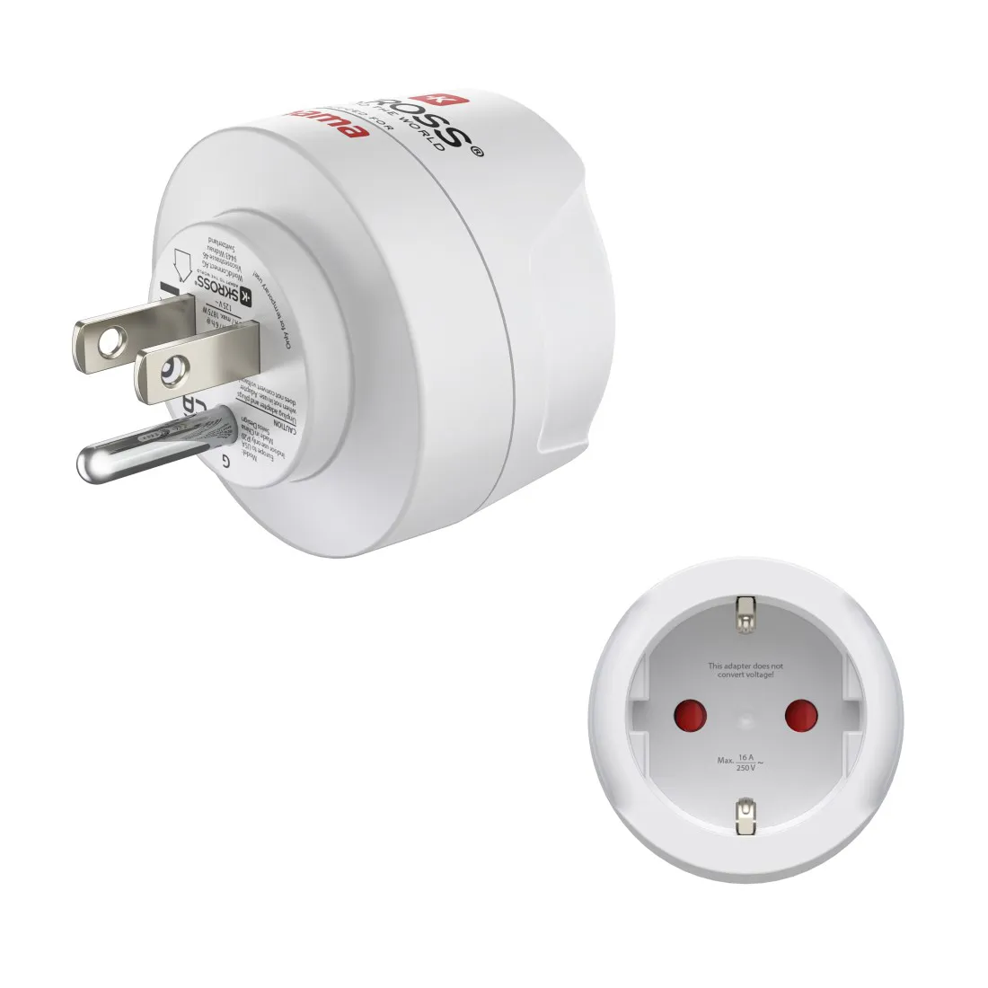 Steckadapter, EU-Stecker, runder Adapter, Zweipoliger Stecker, universale Steckdose