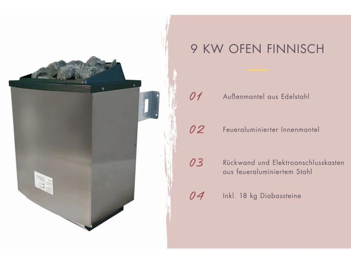 Karibu Saunaofen  9kW Set mit Steinen 26984