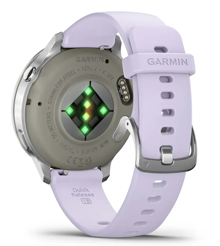 smartwatch, Rückseite, Ladeanschlüsse, Edelstahl, Flache Lavendelarmband