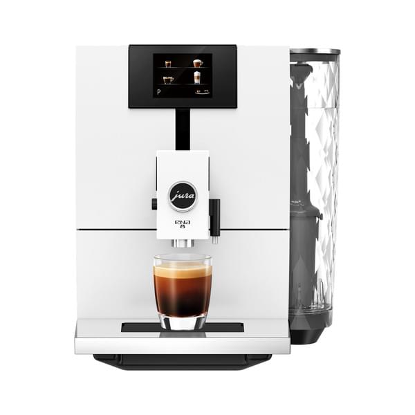 Espressomaschine, Kaffeemaschine, Portafilter, Glas Kaffee, digitales Display