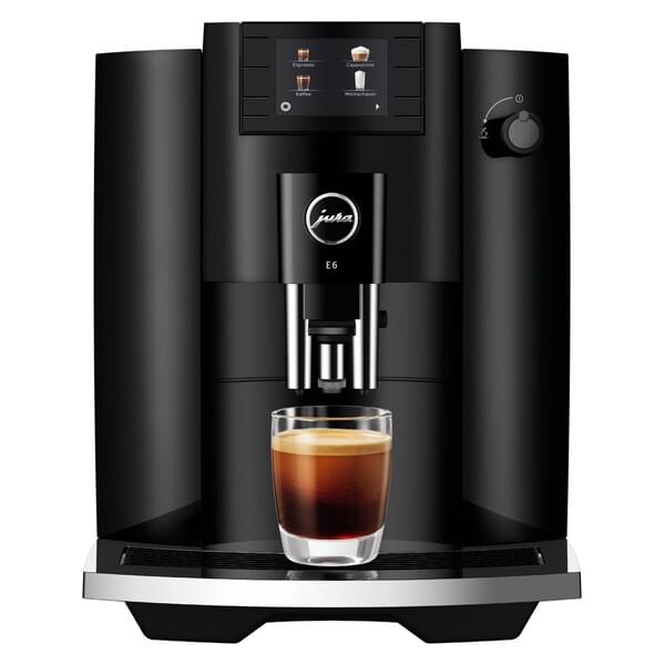 espresso, kaffeemaschine, eingebauter grinder, schwarz, glasbecher