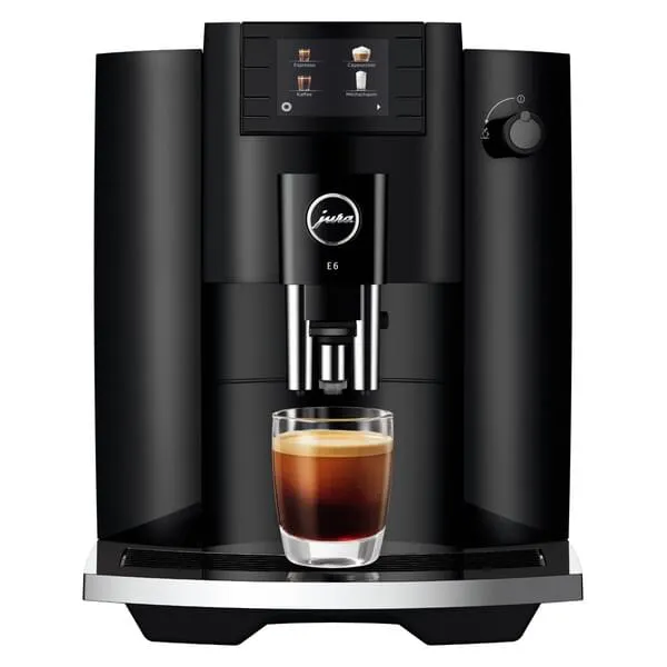 espresso, kaffeemaschine, eingebauter grinder, schwarz, glasbecher