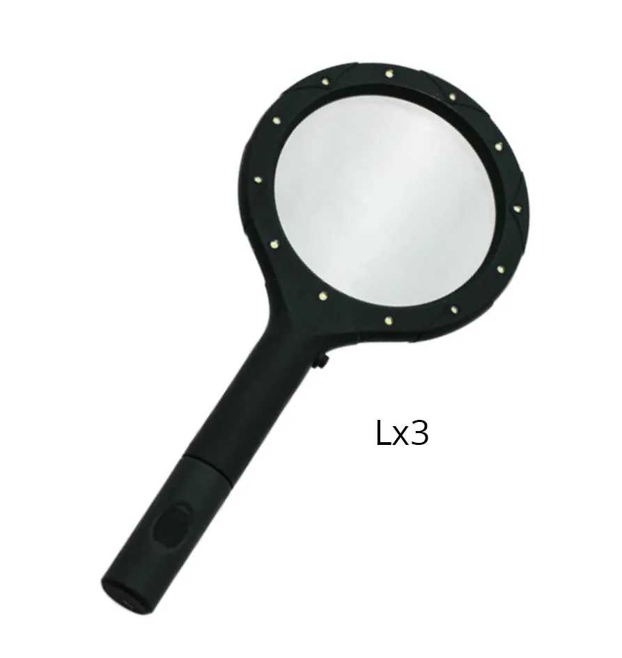 LL3 Vergroesserungsglas m. LED 3-fach, inkl 2Stk AA Batterien