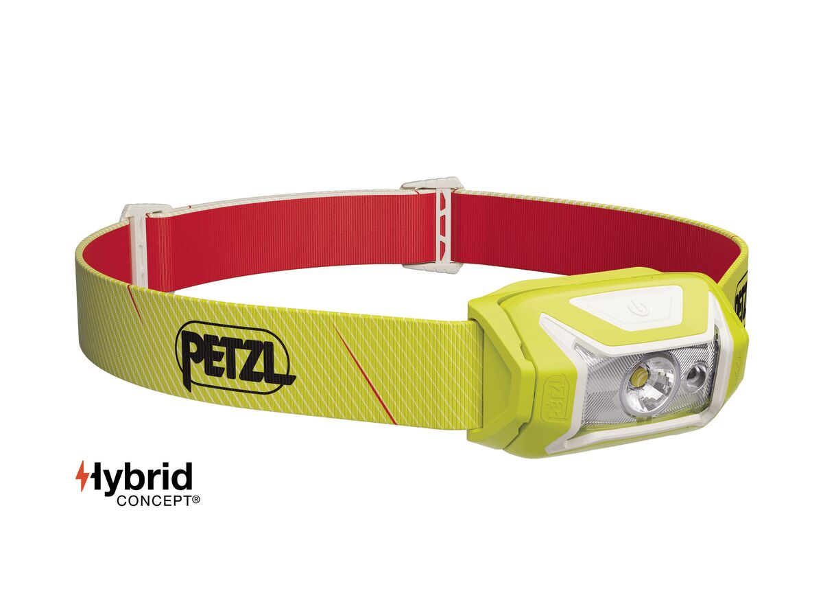 Kopflampe, Batterie, verstellbares Band, Neon Gelb, Petzl Hybrid Concept