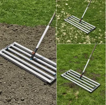 Garten-Rechen, Hand-Rechen, Metall-Rechen, Schlitzkopf, verstellbarer Griff