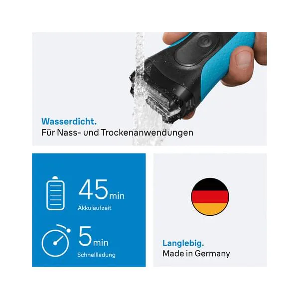 wasserdicht, Rasierapparat, Klinge, waschbar, Hergestellt in Deutschland