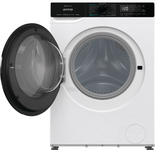 Waschmaschine, Vorderlader, Trommel, Weiß, digitale Bedienung