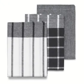 Handtücher, Tücher-Set, graue Handtücher, kariertes Tuch, Fransen-Handtuch