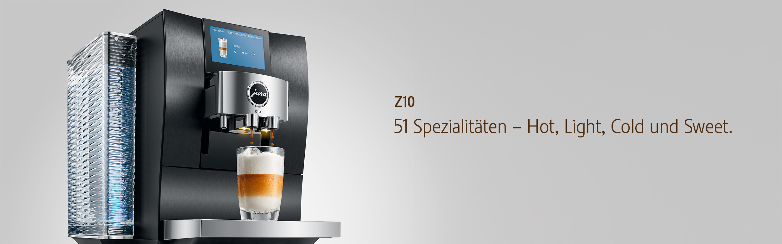 Espressomaschine, Kaffeemaschine, Milchschaummixer, Schichtkaffee, schwarzes silbernes Gerät