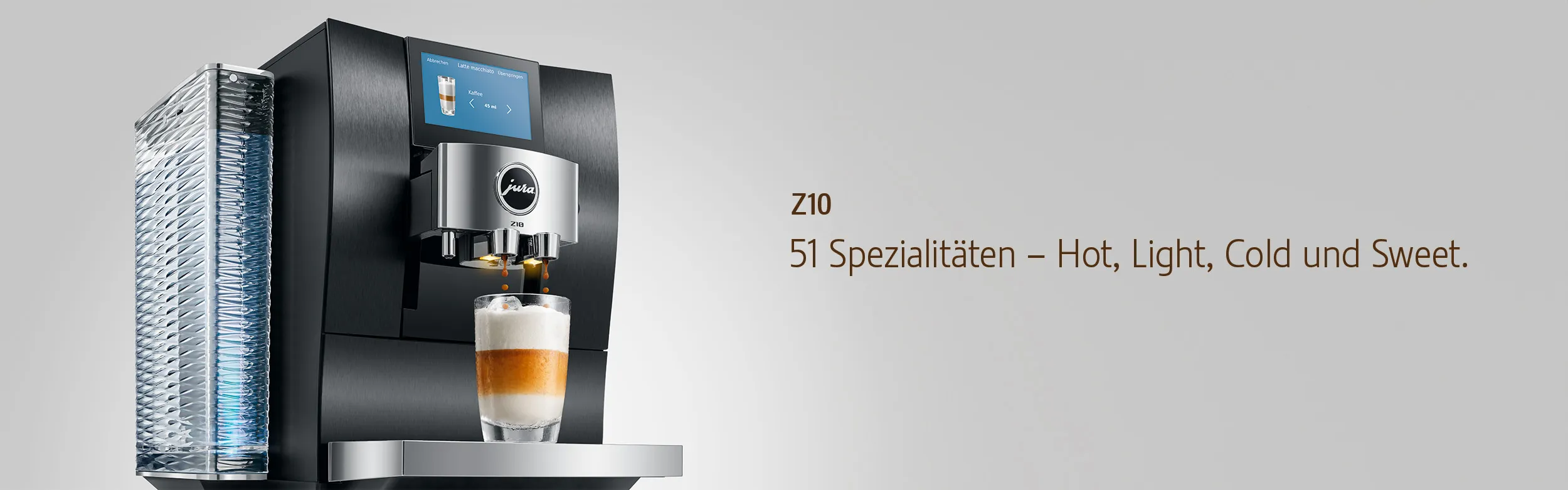 Espressomaschine, Kaffeemaschine, Milchschaummixer, Schichtkaffee, schwarzes silbernes Gerät