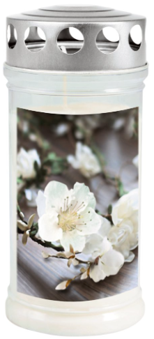 Laterne, Kerze, Glas, Blumen, Silberkappe