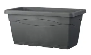 Aufbewahrungsbehälter, Plastikbehälter, graue Box, Gartenbox, rechteckige Tragebox
